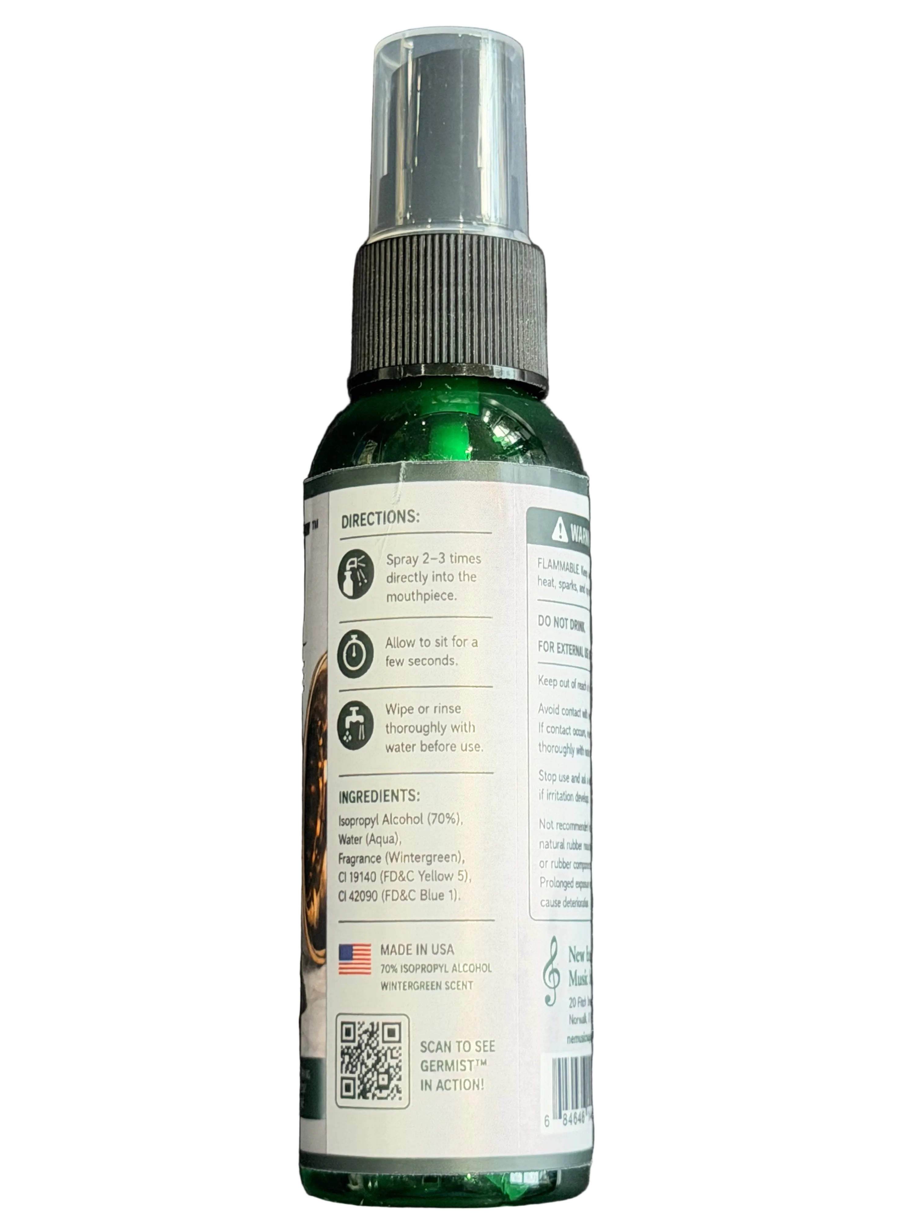 Germist Professional Mouthpiece Cleaner wintergreen spray for brass and woodwind mouthpieces, 2 oz