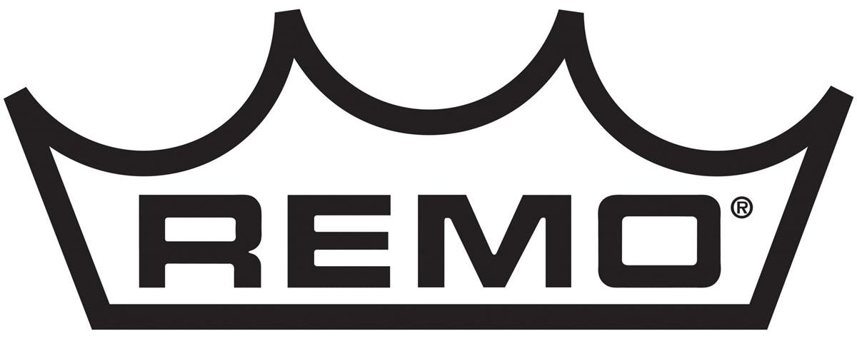 Black Remo logo featuring the word REMO in bold capital letters inside a stylized crown outline, all on a white background.