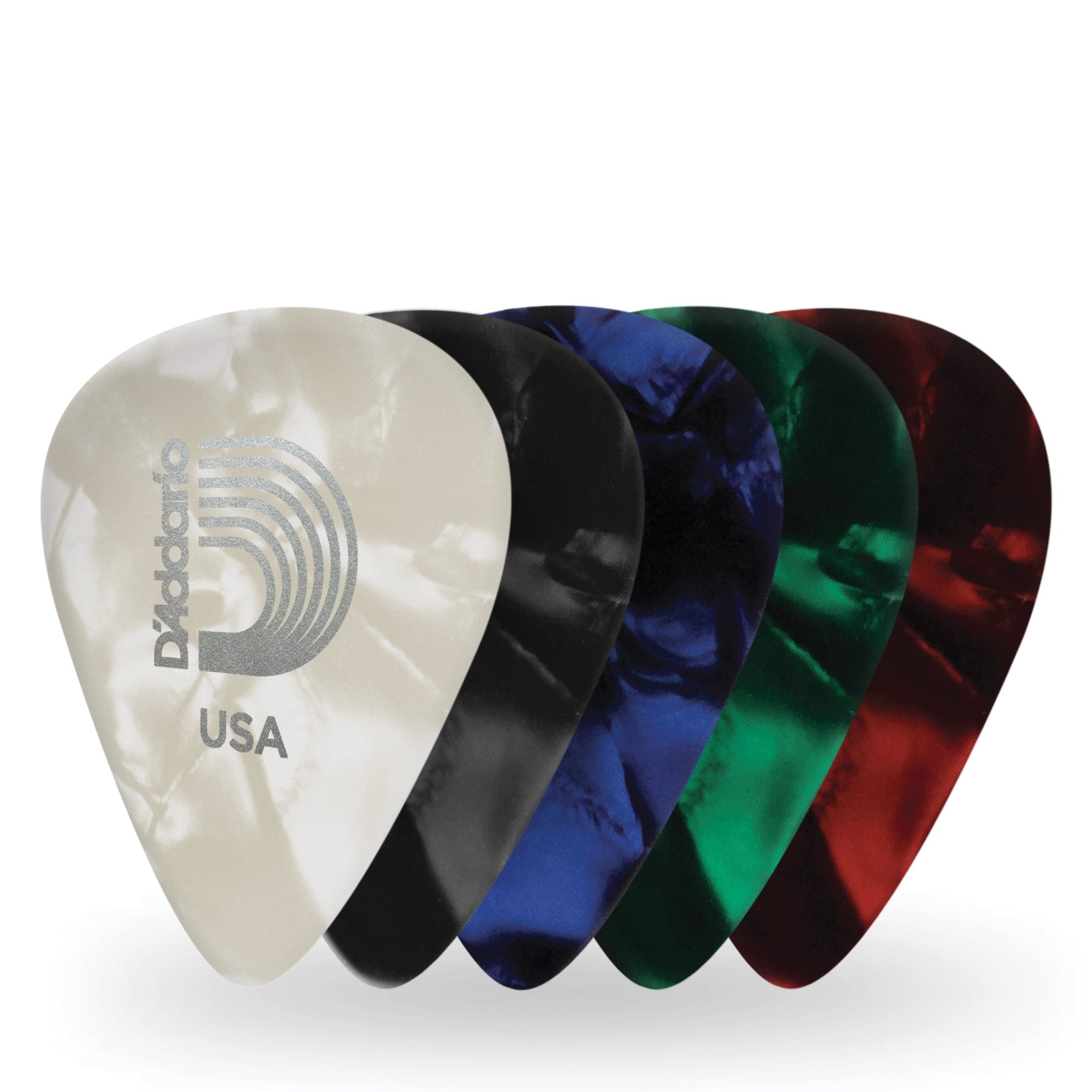 Classic Celluloid Guitar Picks – D’Addario (Light/Medium/Heavy, 10 Pack) - AAA Band Instrument Rentals