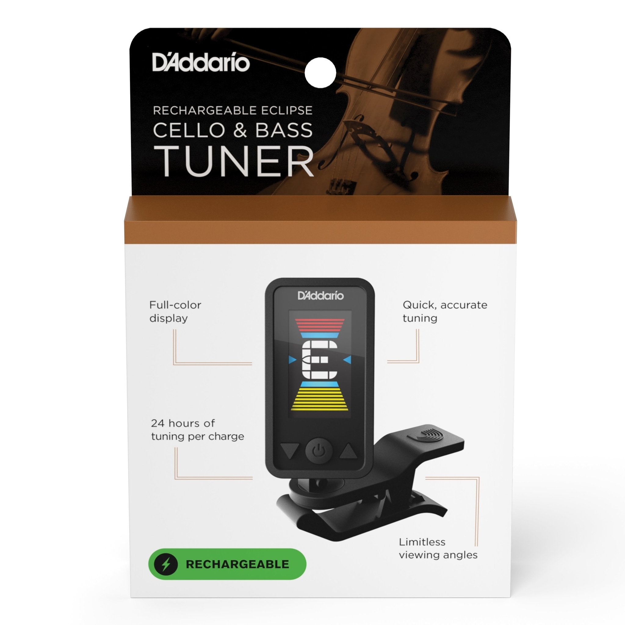 D'Addario Eclipse Rechargeable Cello & Bass Tuner - AAA Band Instrument Rentals