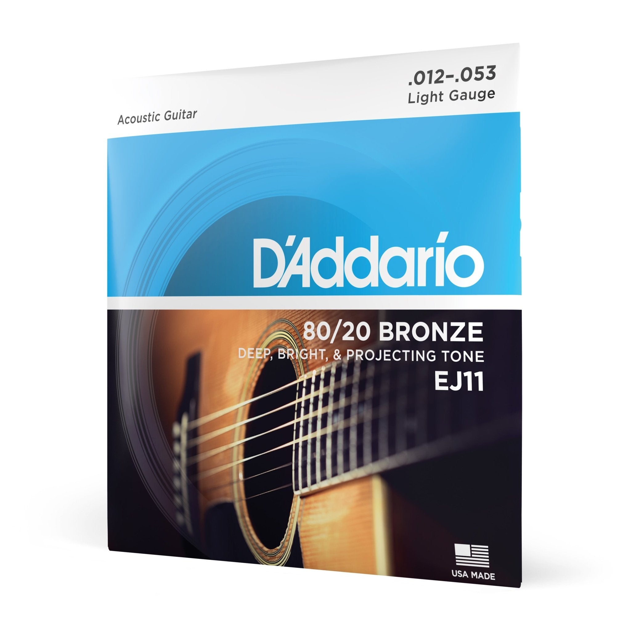 D'Addario EJ11 80/20 Bronze Acoustic Guitar Strings - .012-.053 Light - AAA Band Instrument Rentals
