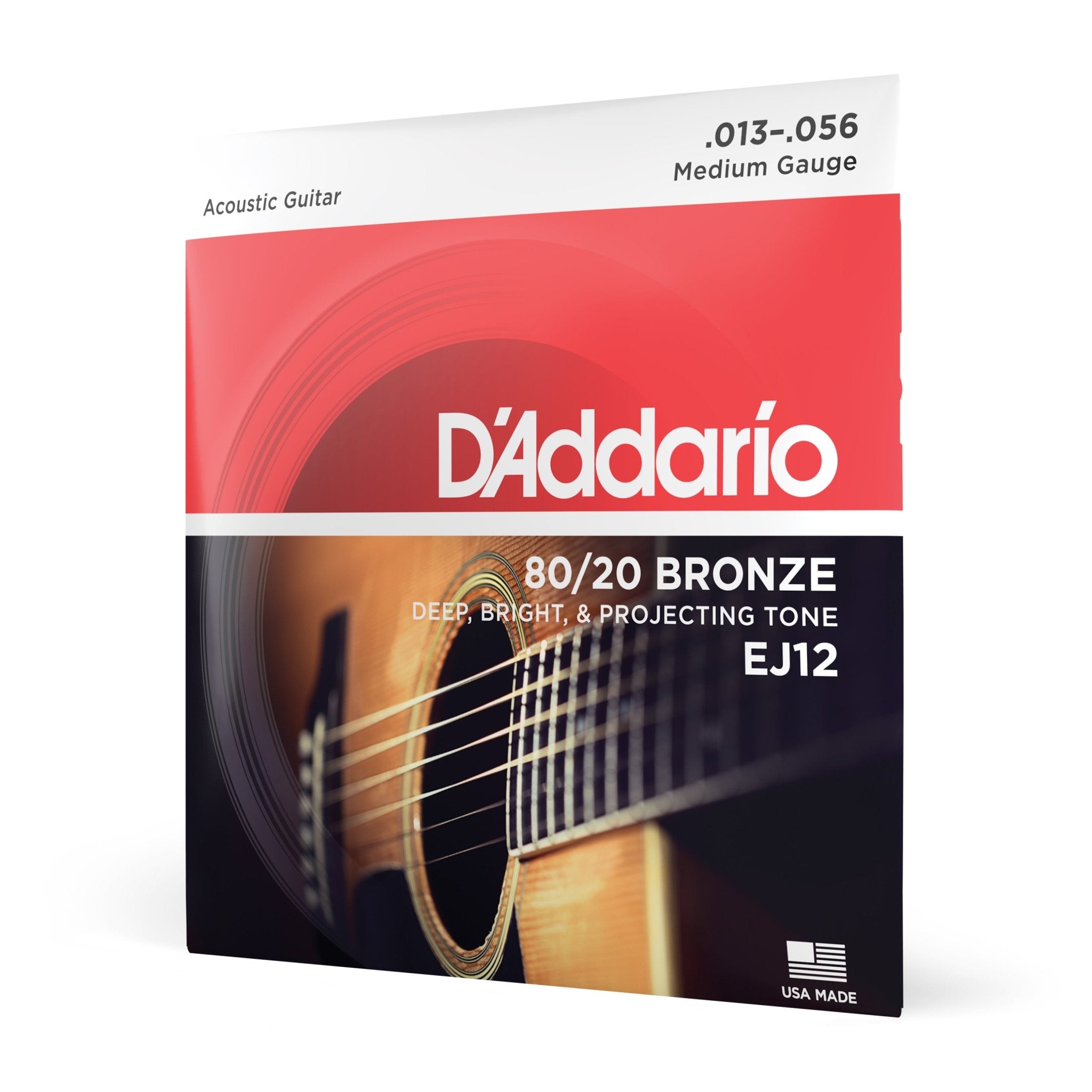 D'Addario EJ12 80/20 Bronze Acoustic Guitar Strings - .013-.056 Medium - AAA Band Instrument Rentals