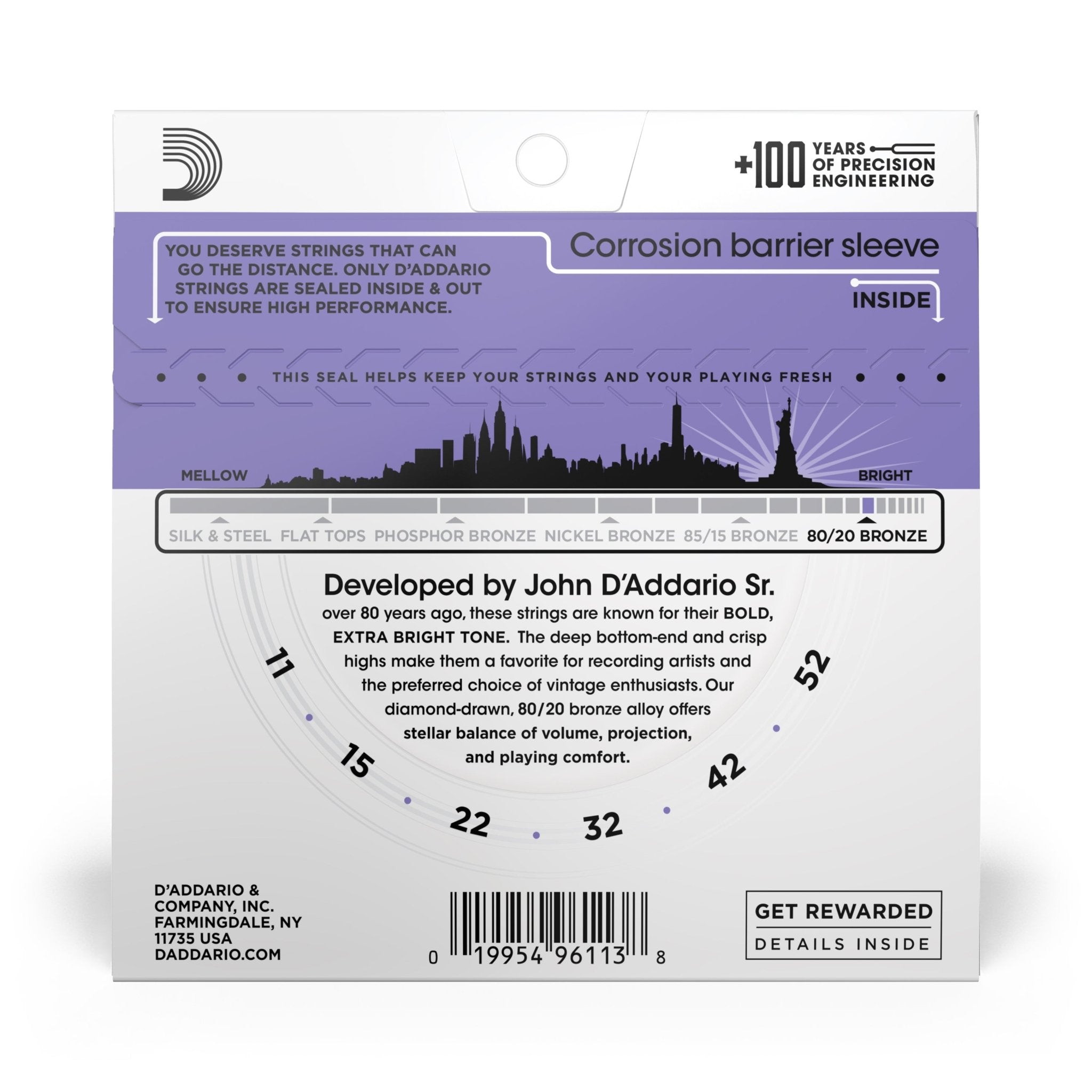 D'Addario EJ13 80/20 Bronze Custom Light Acoustic Guitar Strings - AAA Band Instrument Rentals