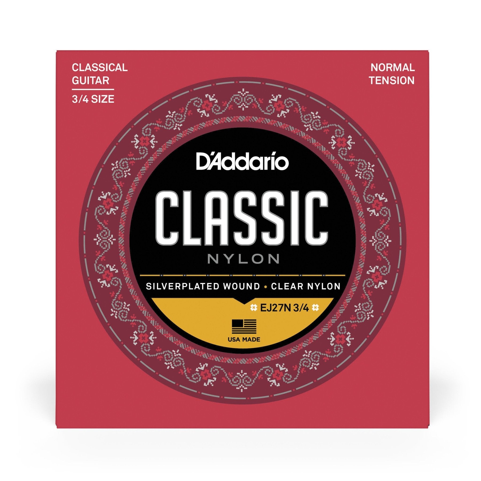 D'Addario EJ27N Classical Guitar Strings – 1/2 and 3/4 Size Options - AAA Band Instrument Rentals