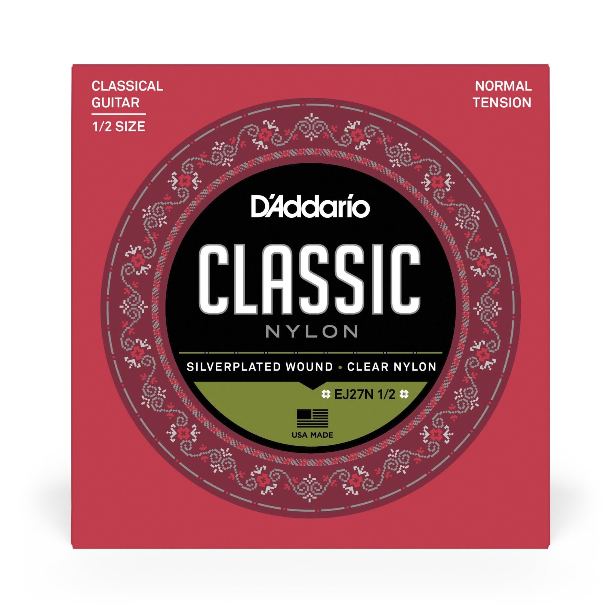 D'Addario EJ27N Classical Guitar Strings – 1/2 and 3/4 Size Options - AAA Band Instrument Rentals