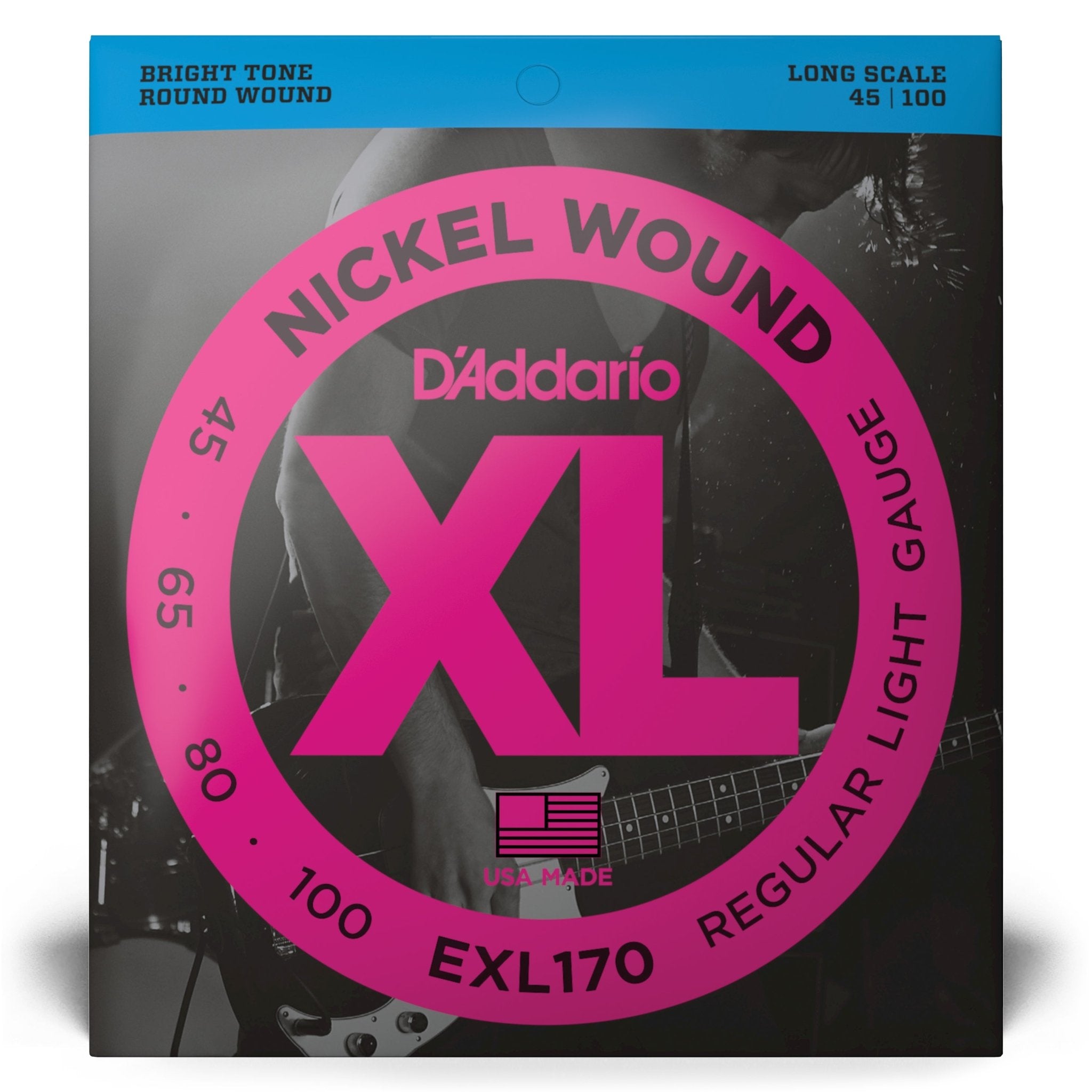 D'Addario EXL170 Nickel Wound Bass Guitar Strings - .045-.100 Regular Light - AAA Band Instrument Rentals