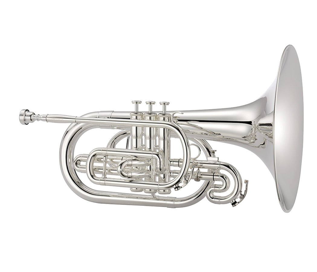 Jupiter JMP1101MS F Marching Mellophone – Silver-Plated | Step-Up - AAA Band Instrument Rentals
