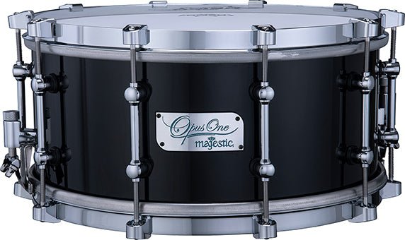Majestic MOS1465PB 14×6.5" Orchestral Snare Drum – Cherry Shell, Piano Black - AAA Band Instrument Rentals