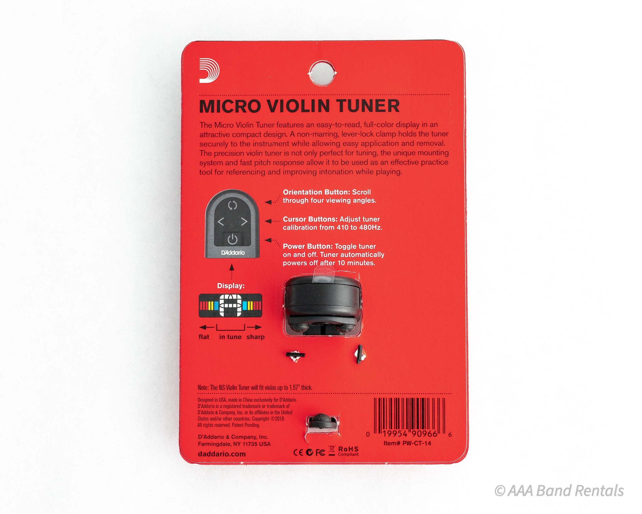 Micro Violin Tuner – D’Addario - AAA Band Instrument Rentals