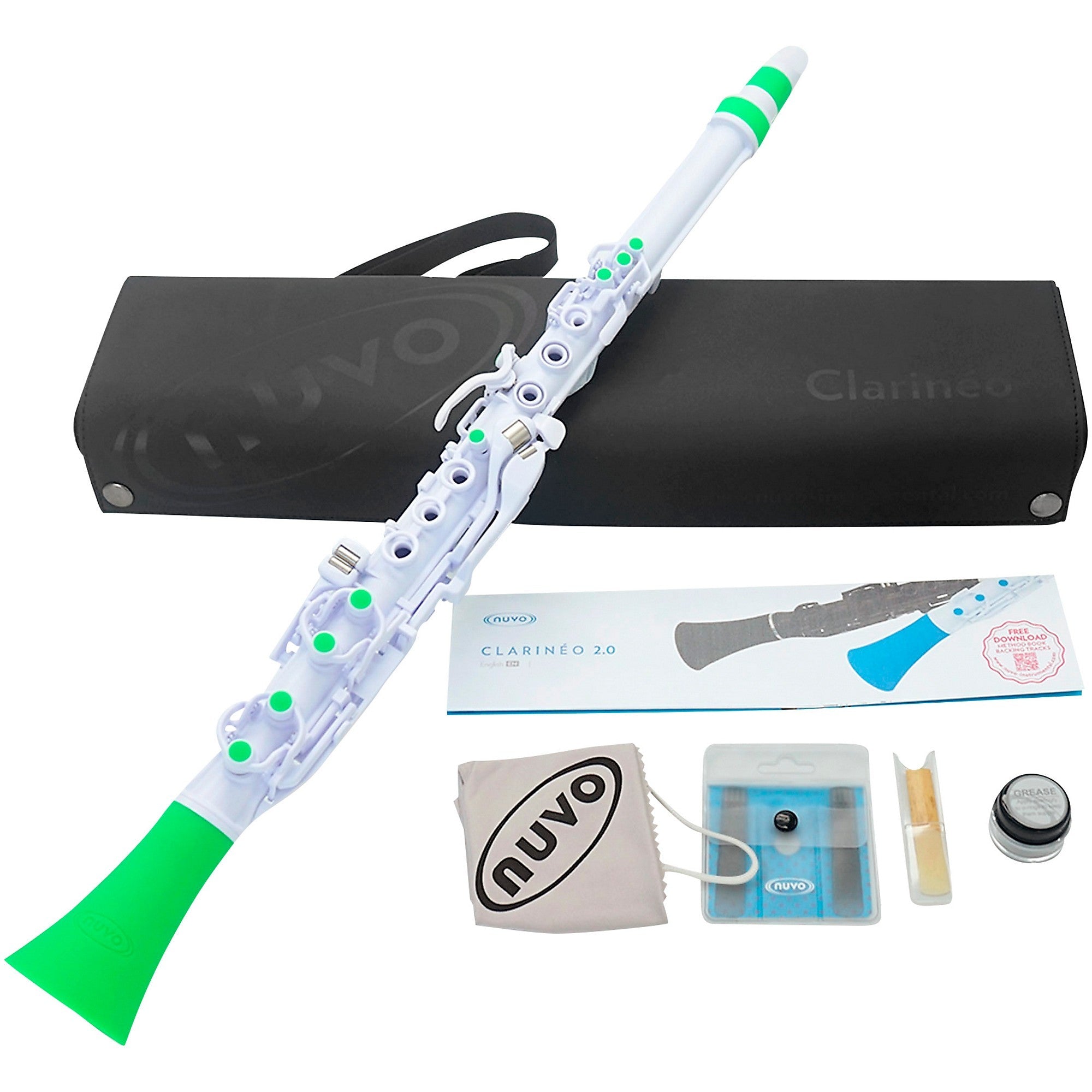 NUVO Clarinéo Starter Clarinet – White/Green | Clarinet in C for Young Players - AAA Band Instrument Rentals