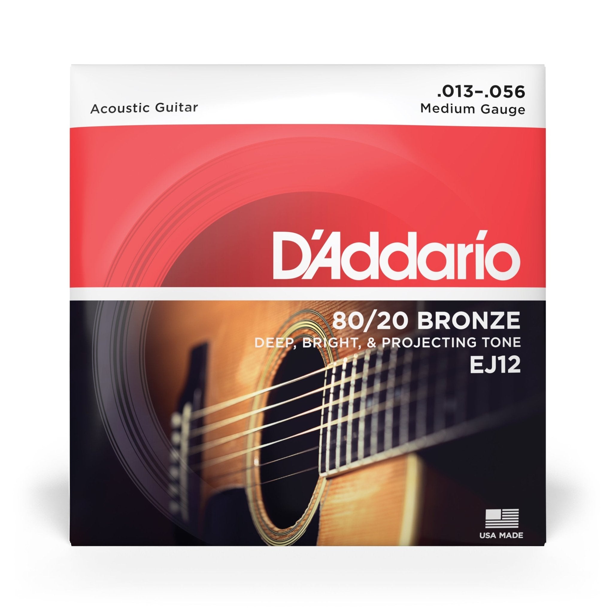 D'Addario EJ12 80/20 Bronze Acoustic Guitar Strings - .013-.056 Medium - AAA Band Instrument Rentals