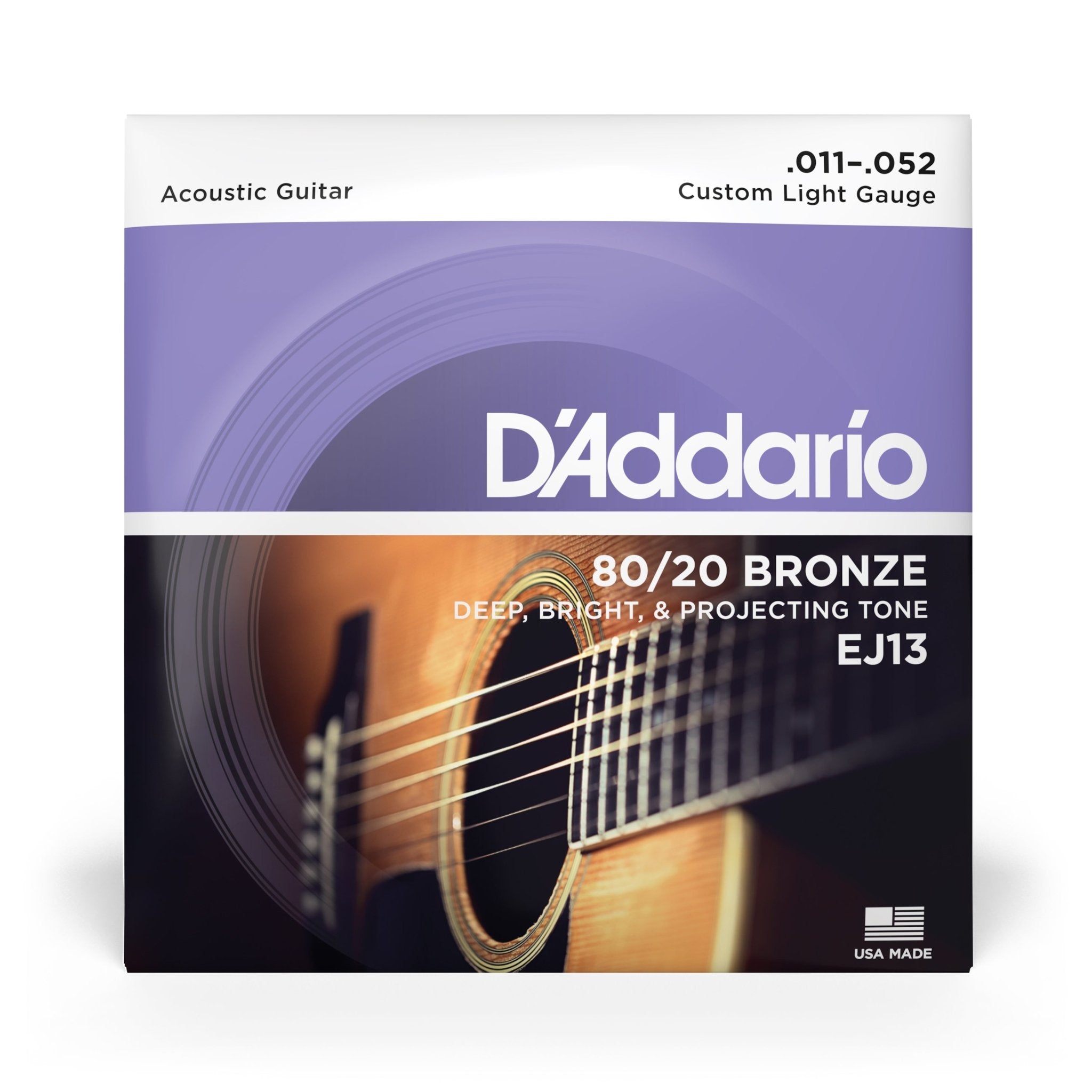 D'Addario EJ13 80/20 Bronze Custom Light Acoustic Guitar Strings - AAA Band Instrument Rentals