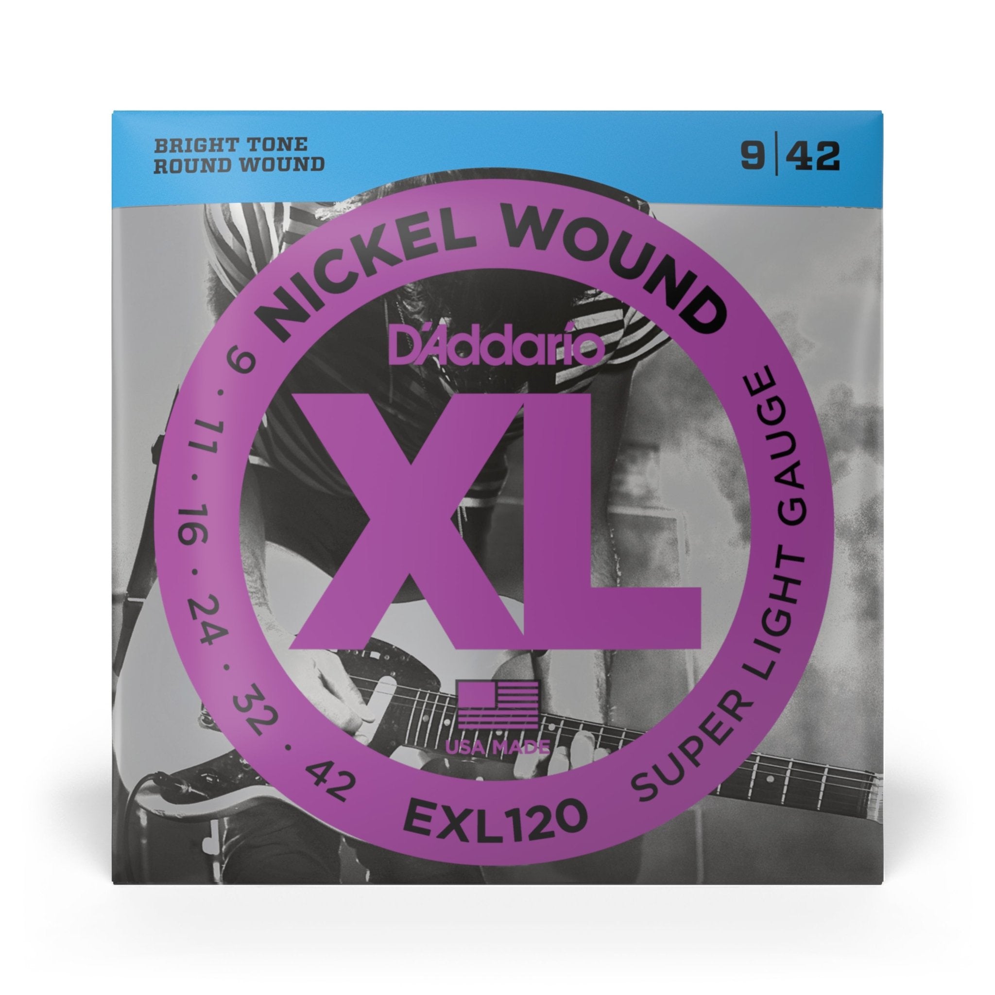 D'Addario EXL120 XL Nickel Wound Electric Guitar Strings - .009-.042 Super Light - AAA Band Instrument Rentals