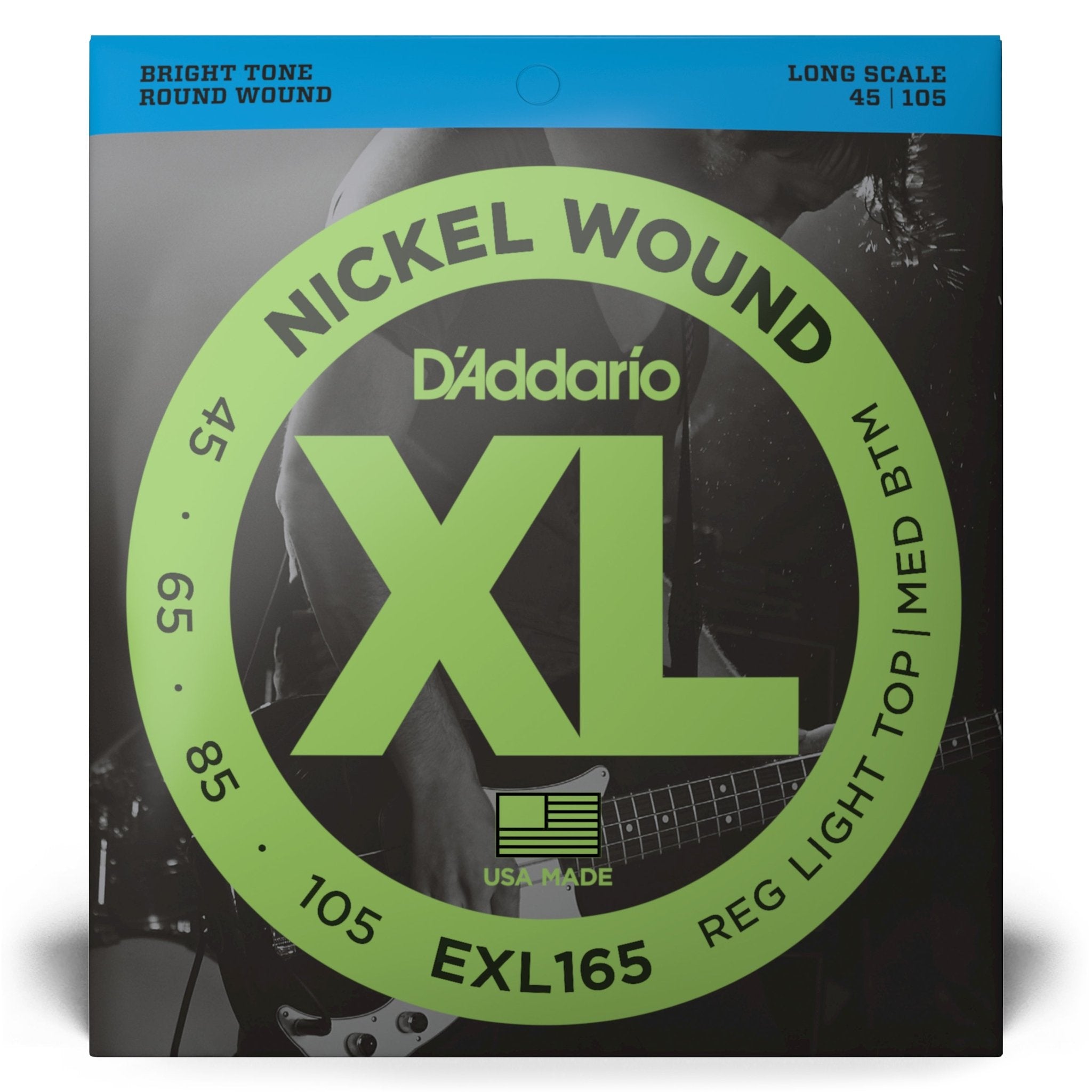 D'Addario EXL165 Nickel Wound Bass Guitar Strings - .045-.105 - AAA Band Instrument Rentals