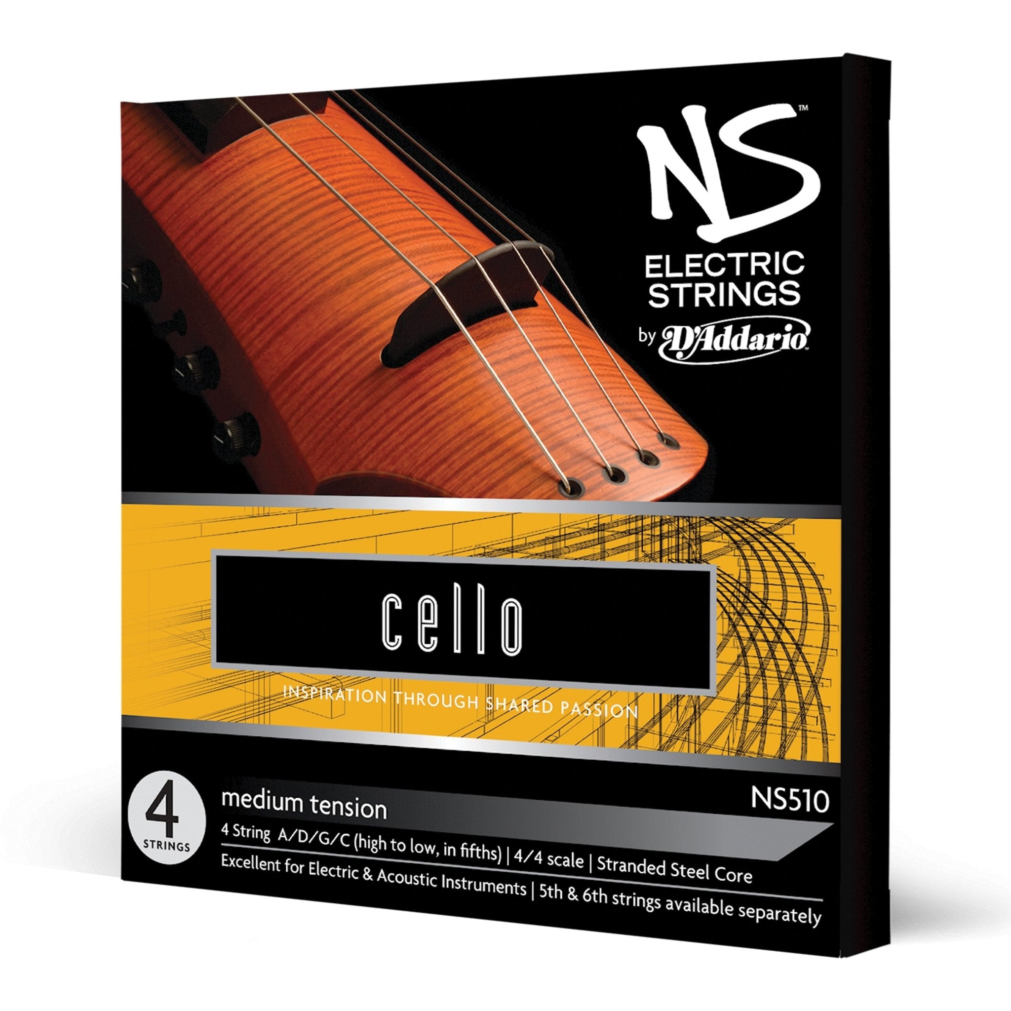 D'Addario NS Electric Cello String Set - AAA Band Instrument Rentals