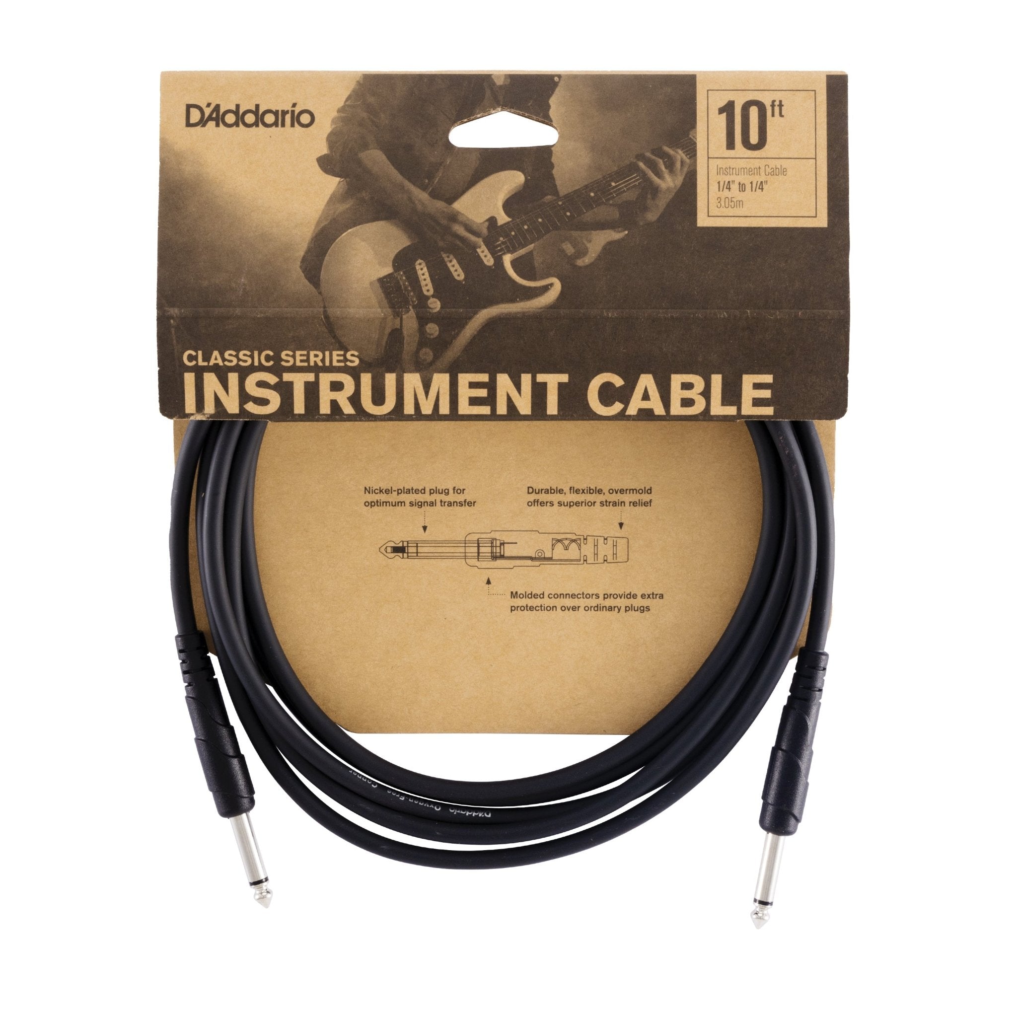 D'Addario PW-CGT-20 Classic Series Straight to Straight Instrument Cable - AAA Band Instrument Rentals