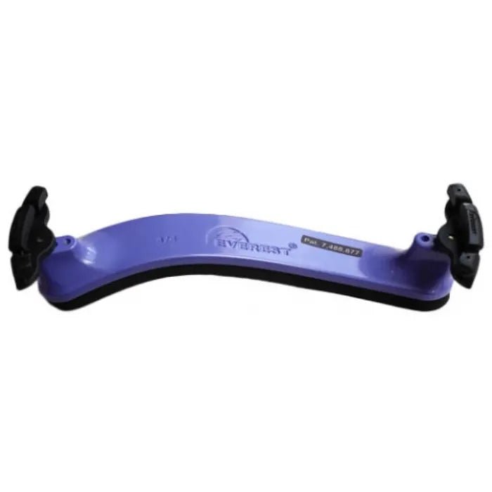 The Everest Shoulder Rest is a purple plastic sanding block featuring black clamps on both ends, designed to securely hold sandpaper in place during sanding tasks and resembling the shape of a violin shoulder rest.