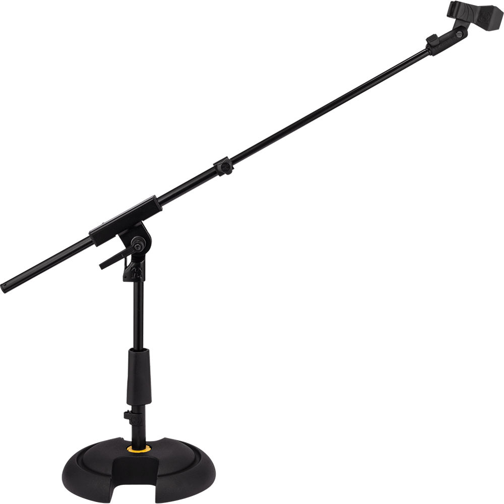 Hercules MS120BPRO - Low Profile Round Base Microphone Stand with Telescopic Boom & EZ Microphone Clip - AAA Band Instrument Rentals