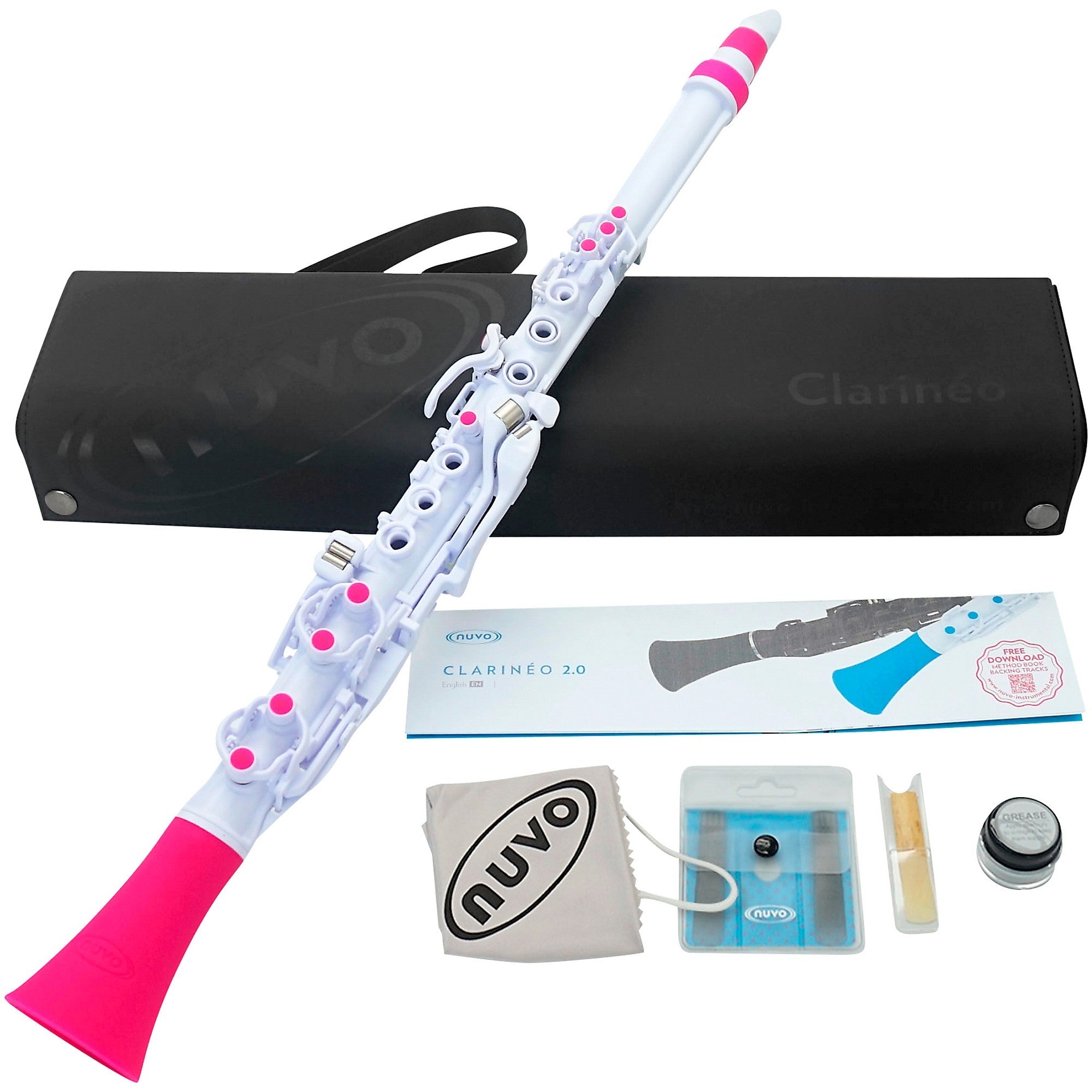 NUVO Clarinéo Starter Clarinet – White/Pink | Clarinet in C for Young Players - AAA Band Instrument Rentals