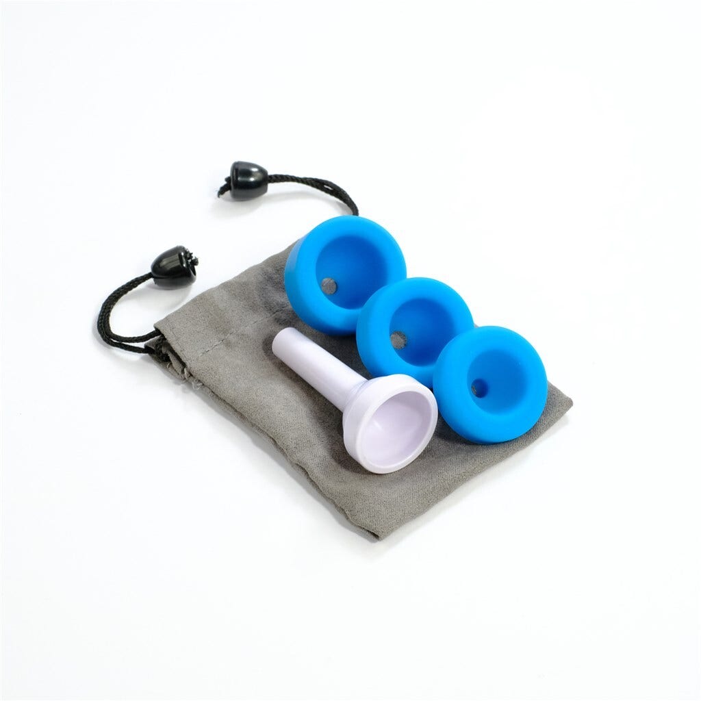 NUVO jHorn Multi-Cup Mouthpiece Set – White/Blue | 3 Cups Included - AAA Band Instrument Rentals