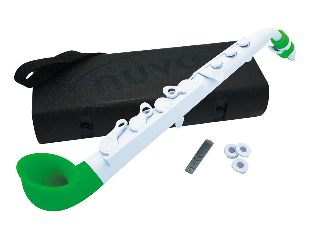 NUVO jSax 2.0 Plastic Saxophone – White/Green | Beginner Sax in C - AAA Band Instrument Rentals